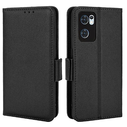 Etui en PU texture litchi avec support, noir pour votre Oppo Reno7 5G (Global)/Find X5 Lite