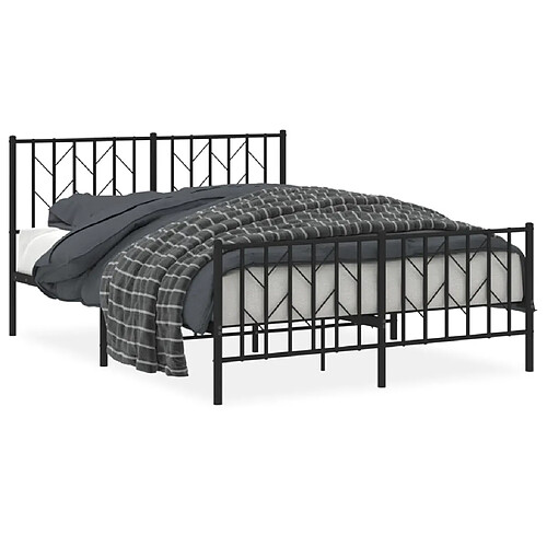 Maison Chic Cadre/structure de lit métal et tête de lit + pied de lit pour adulte - Lit Moderne Chambre noir 140x190 cm -MN40988