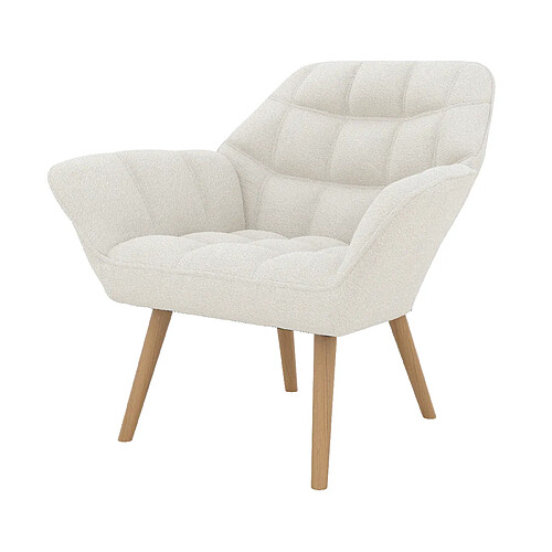 Rendez Vous Deco Fauteuil Simba en tissu bouclé blanc