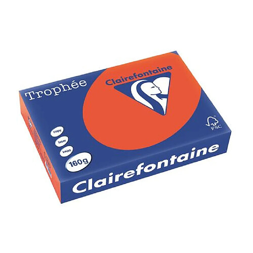 Ramette papier couleur Clairefontaine Trophée couleurs vives A4 160 gr - 250 feuilles - rouge cardinal