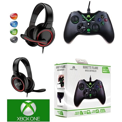 Advance Pack Manette XBOX ONE-S-X-PC NOIRE + Casque Gamer PRO-210 XBOX ONE/S/X/PC