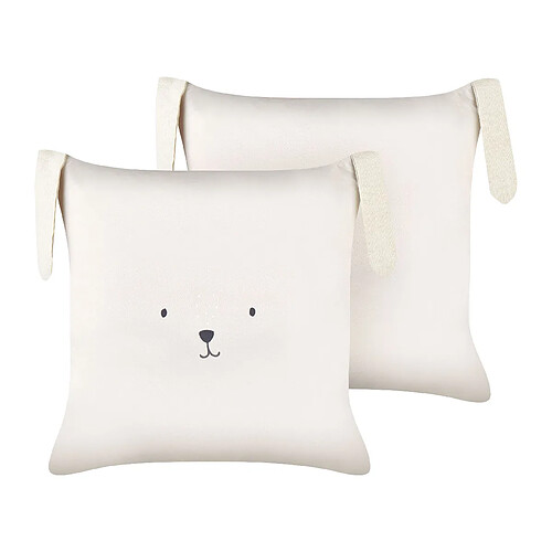 Beliani Lot de 2 coussins CONEY Coton 45 x 45 cm Animal Touffeté Beige clair