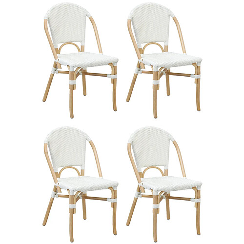 Aubry Gaspard Chaise d'extérieur en rotin et résine (Lot de 4) blanc.