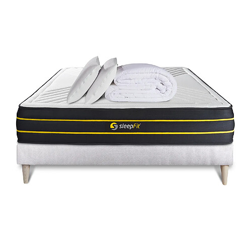 Sleepfit Pack matelas ULTRA 140x200 + sommier blanc + Couette + 2 oreillers