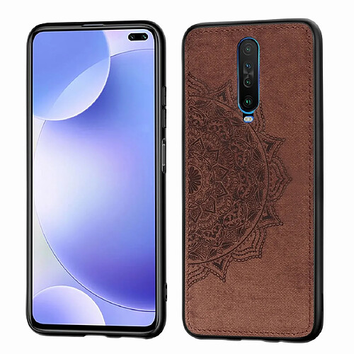 Wewoo Coque Pour Xiaomi Redmi K30 Mandala Housse en tissu gaufré PC + TPU de téléphone portable avec fonction magnétique et dragonne marron