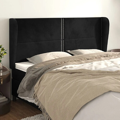 Maison Chic Tête de lit scandinave avec oreilles,meuble de chambre Noir 183x23x118/128 cm Velours -MN52908