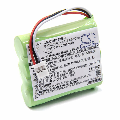 Batterie Ni-MH vhbw 2000mAh (3.6V) pour tensiomètre Omron HBP-1300, HBP1300. Remplace: BAT-2000, HXA-BAT-2000.