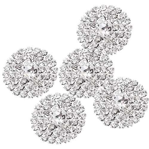 5 Pcs Boutons Strass Pour Décoration Couture Embellissement Accessoire Argenté 21mm