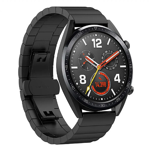 Bracelet en métal 22mm une perle avec fermoir papillon noir pour votre Huawei Watch GT/Honor Watch Magic