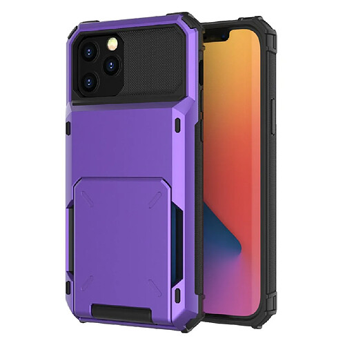 Coque en TPU avec porte-cartes à rabat, hybride, anti-chute violet pour votre Apple iPhone 13 mini 5.4 pouces