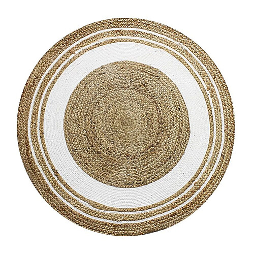 Thedecofactory FUNNY JUTE - Tapis rond en jute et coton cercle blanc diam.90