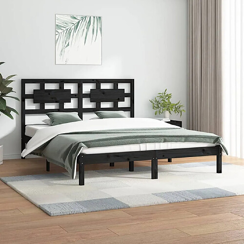 vidaXL Cadre de lit sans matelas noir 150x200 cm bois de pin massif