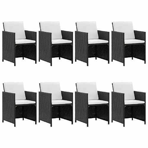 Maison Chic Salon de jardin 9 pcs + coussins - Mobilier/Meubles de jardin - Table et chaises d'extérieur Résine tressée Noir -MN50540