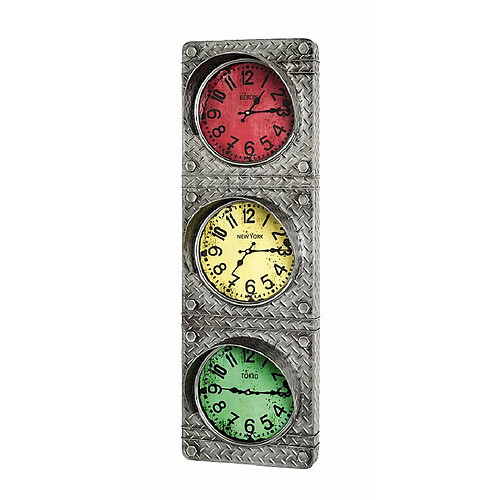 Pegane Horloge murale coloris anthracite en métal - L 33 x P 17 x H 100 cm