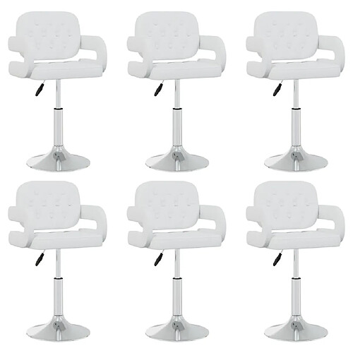 Maison Chic Lot de 6 Chaises pivotantes à manger,Chaises à manger,Chaises de cuisine salon blanc similicuir -MN60764