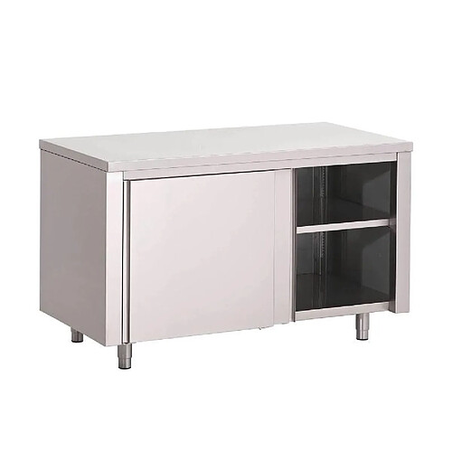 Meuble Bas Cuisine Inox - Porte Coulissante - Gamme 700 - Gastro M