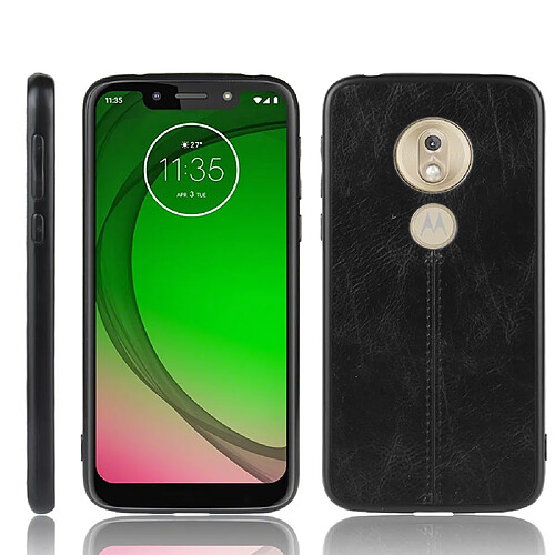 Wewoo Coque Pour Motorola Moto G7 Power Shockproof couture Motif vache peau PC + PU + TPU Case noir