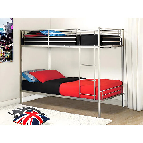 Vente-Unique Lits superposés DUOTIS II - 2 x 90 x 190 cm - Argent + matelas