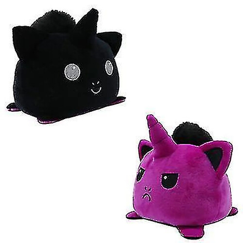 Universal Doll Flip Mood Doupon réversible à double face animal Unicorn en peluche Dollblack + violet