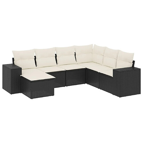 Maison Chic Ensemble Tables et chaises d'extérieur 7pcs avec coussins,Salon de jardin noir résine tressée -GKD795029