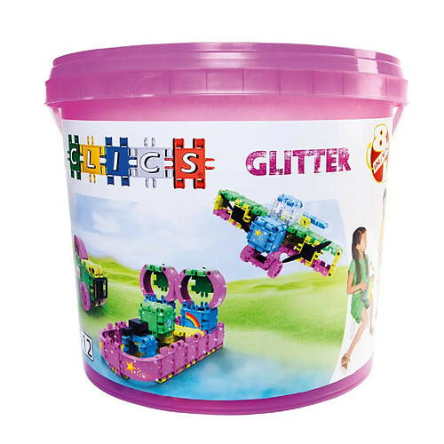 Clics Build & Play Glitter bucket, 8 in 1