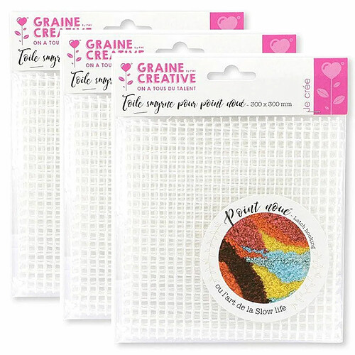 Graines Creatives 3 toiles Smyrne pour point noué 30 x 30 cm