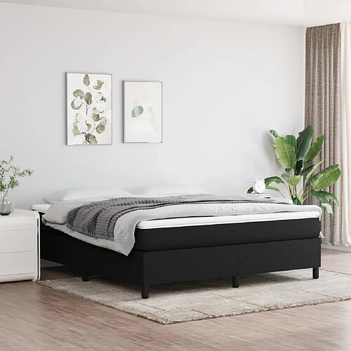 vidaXL Sommier à lattes de lit avec matelas Noir 160x200 cm Tissu