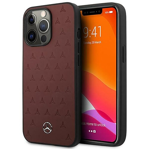 mercedes mehcp13xpsqre iphone 13 pro max 6,7" czerwony/rouge coque dur cuir stars pattern