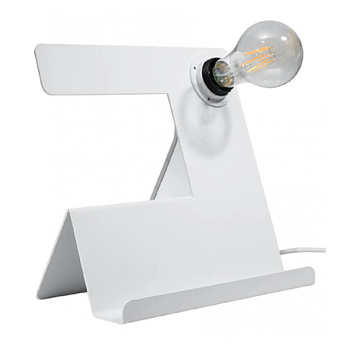 Luminaire Center Lampe de table Incline Acier blanc 1 ampoule 24cm