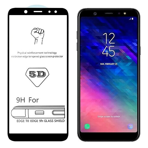 Wewoo Film de verre trempé de plein écran pour colle9H 5Dpour Galaxy A6 2018