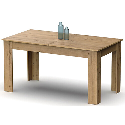 Pegane Table à manger extensible en aggloméré et mélamine coloris chêne doré - Longueur 140-195 x Profondeur 80 x Hauteur 77 cm