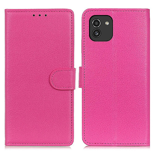 Etui en PU texture litchi rose pour votre Samsung Galaxy A03 (164.2 x 75.9 x 9.1mm)