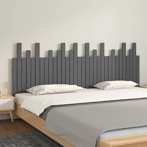 Maison Chic Tête de lit scandinave pour lit adulte,Meuble de chambre murale Gris 204x3x80 cm Bois massif de pin -MN81000