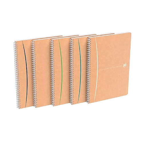 Cahier recyclé spirale Oxford Touareg A4 21 x 29,7 cm petits carreaux 100 pages - Lot de 5