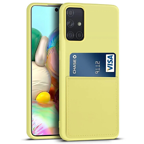 Coque en silicone anti-rayures avec porte-carte jaune pour votre Samsung Galaxy A71 5G SM-A716