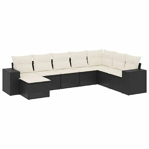 Maison Chic Salon de jardin 8 pcs avec coussins | Ensemble de Table et chaises | Mobilier d'Extérieur noir résine tressée -GKD18203