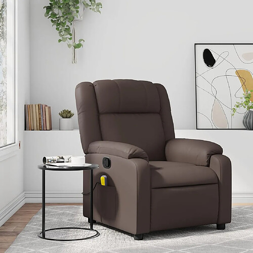 vidaXL Fauteuil de massage inclinable Marron Similicuir