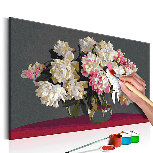 Decoshop26 Tableau à peindre soi-même peinture par numéros motif Fleurs blanches dans un vase 60x40 cm TPN110071