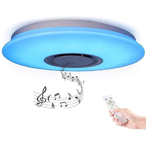 Universal Plafond basé sur YH avec haut-parleur Bluetooth 24W blanc chaud / blanc frais, lumière arc-en-ciel, plafond musical avec une application télécommandée (blanc)