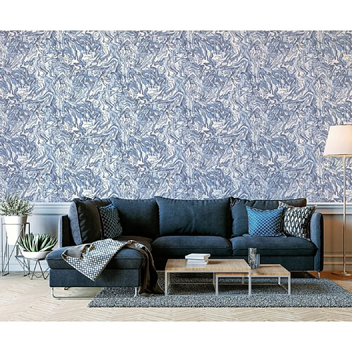 DUTCH WALLCOVERINGS Papier peint Liquid Marble Bleu