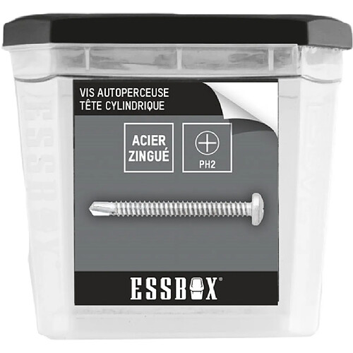 Vis ESSBOX SCELL-IT Autoperceuse - zingué blanc - Tête cylindrique - Empreinte PH - Ø3,5 mm x 10 mm - Boite de 1000 - EX-94702135010