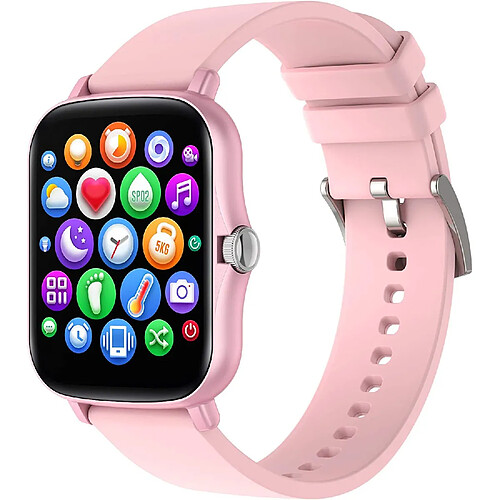 Chrono Montre Connectée Femmes, 1,7 Pouces Montre Intelligente IP70 Etanche Fréquence Cardiaque Podomètre Sommeil Fitness Tracke Smartwatch pour Android iOS,Rose