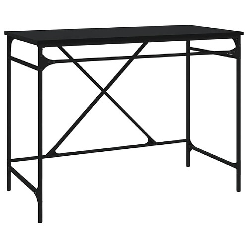 Maison Chic Bureau,Table de travail pour chambre noir 100x50x75 cm bois d'ingénierie et fer -GKD17001