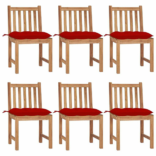 Maison Chic Lot de 6 Chaises de jardin avec coussins | Fauteuil chaises d'extérieur Bois de teck massif -GKD62362