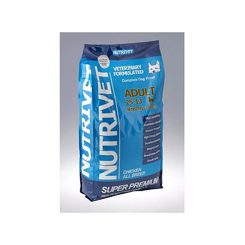 Nutrivet SUPER PREMIUM Croquettes chien adulte 25/12 sensible 0% blé - 15 kg