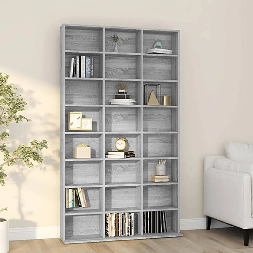 vidaXL Armoire à CD Sonoma gris 102x23x177,5 cm Bois d'ingénierie