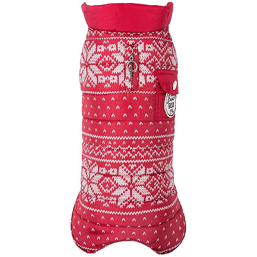 Wouapy Manteau ``Doudoune Jacquard Rouge`` De Wouapy En Taille Xxxs, La Doudoune Qui Protège Votre Chien Des Intempéries Pour Chien