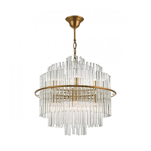 Luminaire Center Suspension Lukas Verre,or antique 13 ampoules 48cm