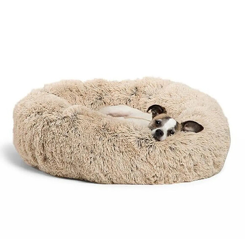 Wewoo Panier pour chien ou Chat Coussin d'automne et d'hiver en peluche animaux de compagnierondpetit cheniltaille 100 cm beige