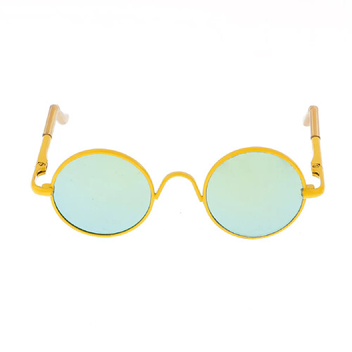 paire retro lunettes hippie lunettes rondes pour 1/6 blythe poupées jaune